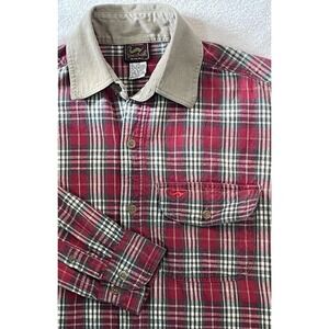 Vintage Duxbak Flannel Long Sleeve Red Tartan Plaid Men's Med Flap Pocket